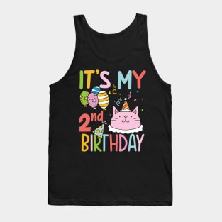 Kids Its My 2nd Birthday Shirt Girl Kitty Theme Party Tank Top